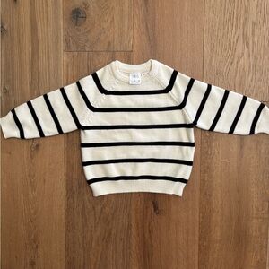 Zara Kids Cream and Black Striped Sweater
